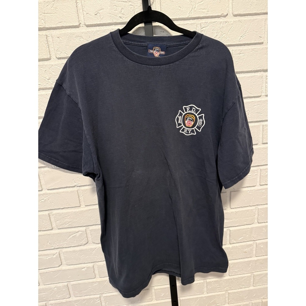 FDNY Fire Department New York Fire Zone T-Shirt XL Lee‎ Premium Jersey Navy